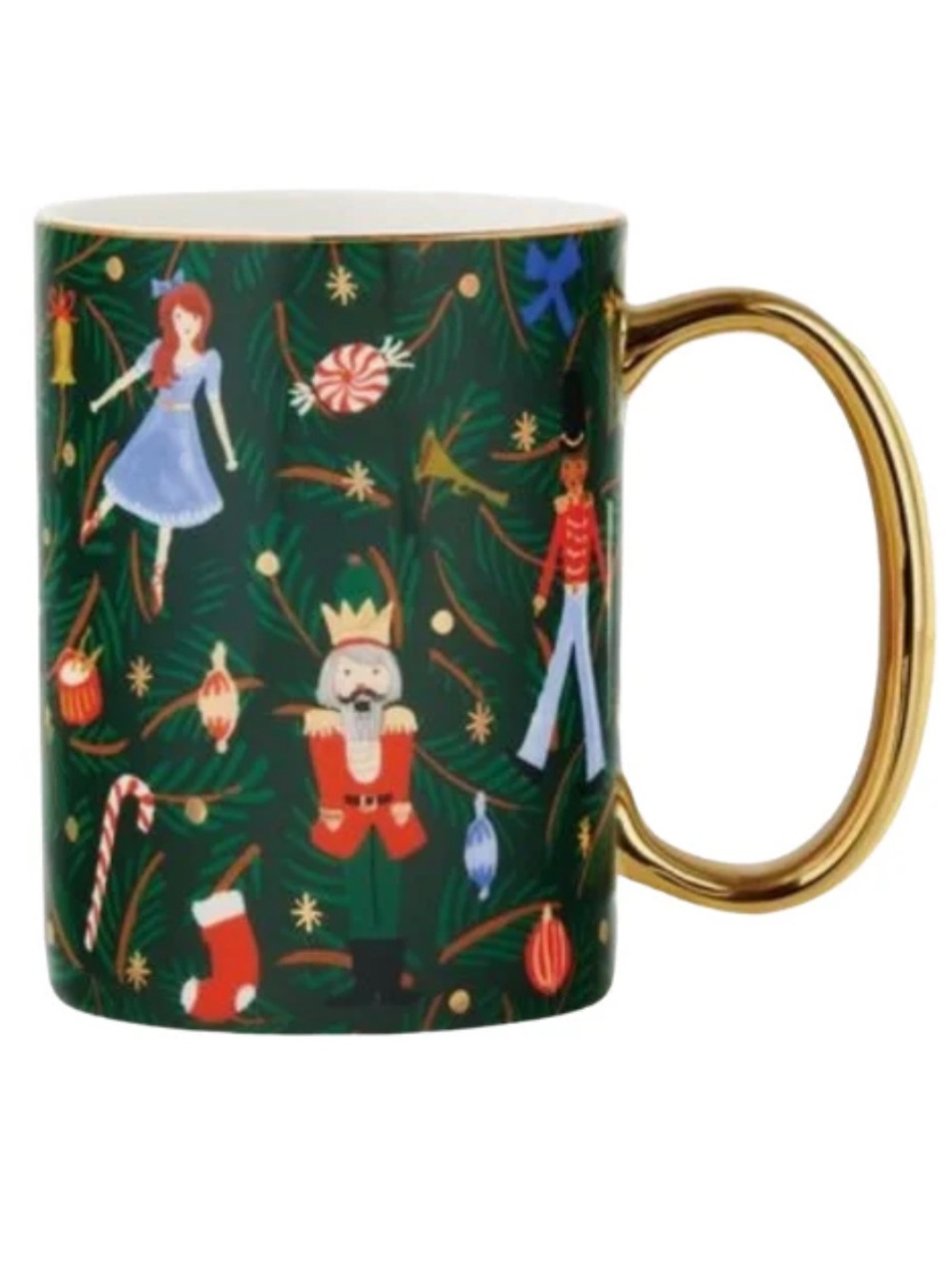Rifle paper co. Evergreen nutcracker porcelain Christmas mug 16oz capacity